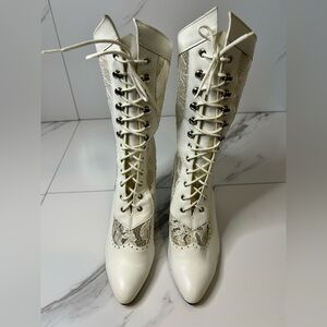 Chic Lace-Up Cream Boots